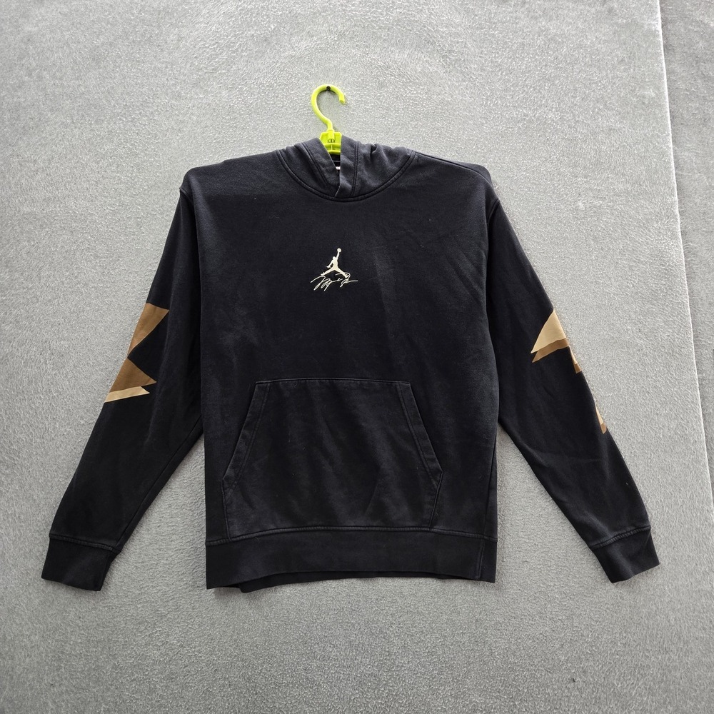 Jordan Men Hoodie M Black Fleece Jumpman Logo Activewear Long Sleeve